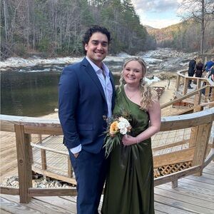 Azazie Olive Green Satin One-Shoulder Dress